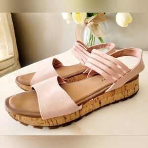 Skechers Cali Luxe Foam Women Sandals Cork Wedge Platform Lightweight Pink US 8